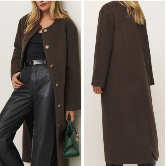 Reformation Jackets & Blazers - Reformation Asher Wool Scarf Coat Small Nutella Cafe Brown Cocao